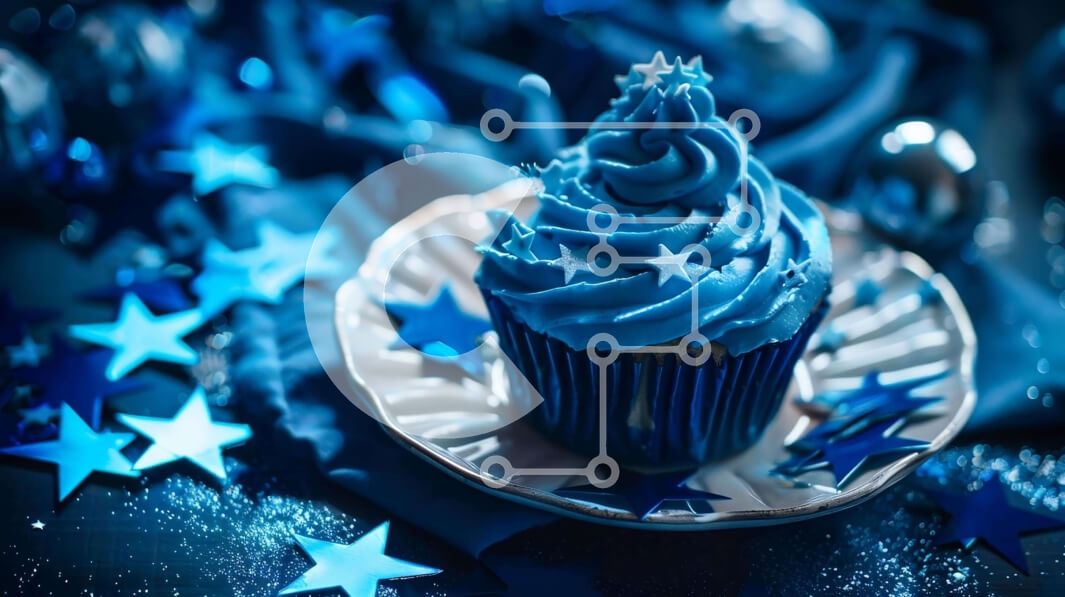 Σετ των 2 Intra Συλλεκτικό Ξύλινο Παζλ Plywood  4mm - Blue Frosting Cupcake με διακοσμητικά αστέρια Σε Ξύλινο Κουτί - Διαστάσεις: 10x10 cm – 25 κομμάτια