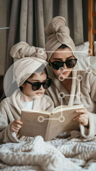 Intra Συλλεκτικό Ξύλινο Παζλ Plywood  4mm - Μητέρα και κόρη διαβάζουν μαζί Σε Ξύλινο Κουτί - Διαστάσεις Puzzle: 10x10 cm – 25 κομμάτια