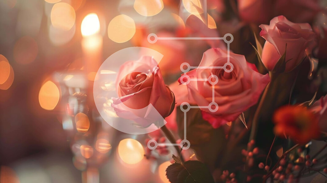 Intra Συλλεκτικό Ξύλινο Παζλ Plywood  4mm - Ροζ τριαντάφυλλα σε γυάλινο βάζο με το φως των κεριών Σε Ξύλινο Κουτί - Διαστάσεις: 10x10 cm – 25 κομμάτια