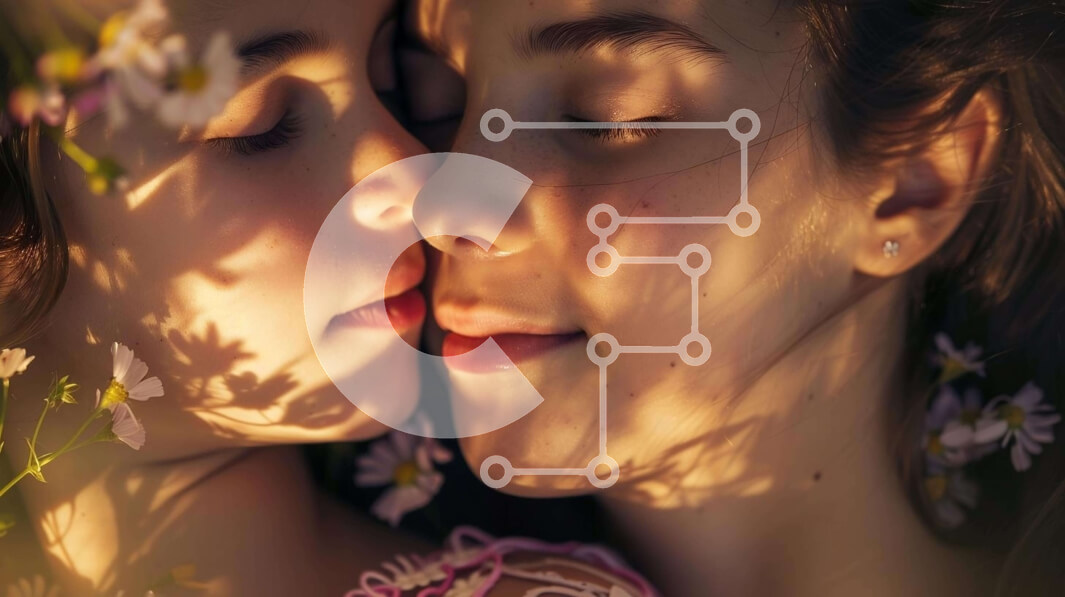 Intra Συλλεκτικό Ξύλινο Παζλ Plywood  4mm - Δύο νεαρές γυναίκες που αγκαλιάζονται μεταξύ τους περιτριγυρισμένες από λουλούδια Σε Ξύλινο Κουτί - Διαστάσεις Puzzle: 10x10 cm – 25 κομμάτια