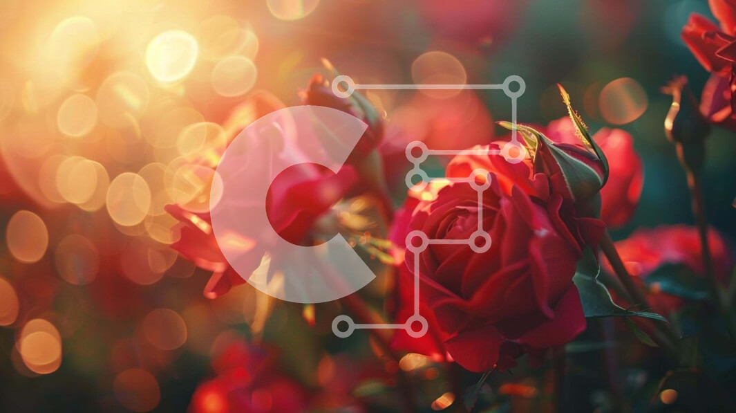 Intra Συλλεκτικό Ξύλινο Παζλ Plywood  4mm - Κοντινό πλάνο ανθισμένα κόκκινα τριαντάφυλλα με ηλιοβασίλεμα Σε Ξύλινο Κουτί - Διαστάσεις: 10x10 cm – 25 κομμάτια