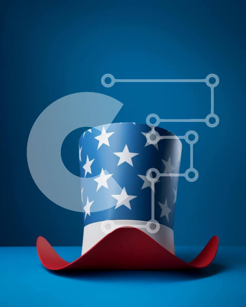 Intra Συλλεκτικό Ξύλινο Παζλ Plywood  4mm - Πατριωτικό κόκκινο λευκό μπλε καπέλο με αστέρια Σε Ξύλινο Κουτί - Διαστάσεις: 10x10 cm – 25 κομμάτια