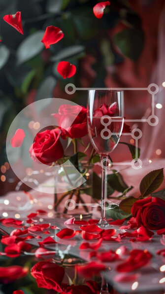 Σετ των 2 Intra Συλλεκτικό Ξύλινο Παζλ Plywood  4mm - Ποτήρι νερό και κόκκινα τριαντάφυλλα Σε Ξύλινο Κουτί - Διαστάσεις: 10x10 cm – 25 κομμάτια