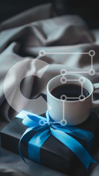 Intra Συλλεκτικό Ξύλινο Παζλ Plywood  4mm - Κουτί δώρου καφέ με μπλε κορδέλα και χαρτί περιτυλίγματος Σε Ξύλινο Κουτί - Διαστάσεις Puzzle: 10x10 cm – 25 κομμάτια