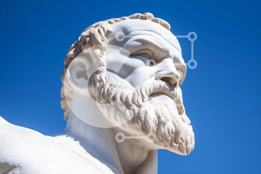 Intra Συλλεκτικό Ξύλινο Παζλ Plywood  4mm - Προτομή ενός Αρχαίου Έλληνα Θεού Σε Ξύλινο Κουτί - Διαστάσεις Puzzle: 10x10 cm – 25 κομμάτια