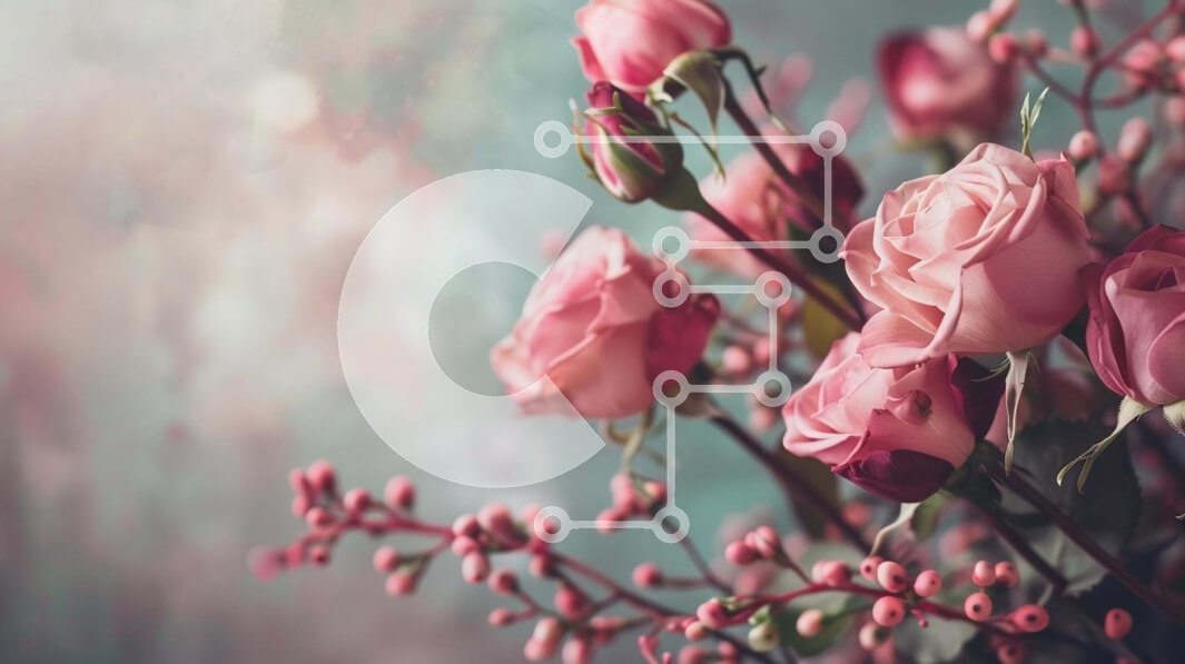 Intra Συλλεκτικό Ξύλινο Παζλ Plywood  4mm - Ροζ τριαντάφυλλα σε βάζο με πράσινα φύλλα και διακοσμητικά κλαδιά Σε Ξύλινο Κουτί - Διαστάσεις: 10x10 cm – 25 κομμάτια