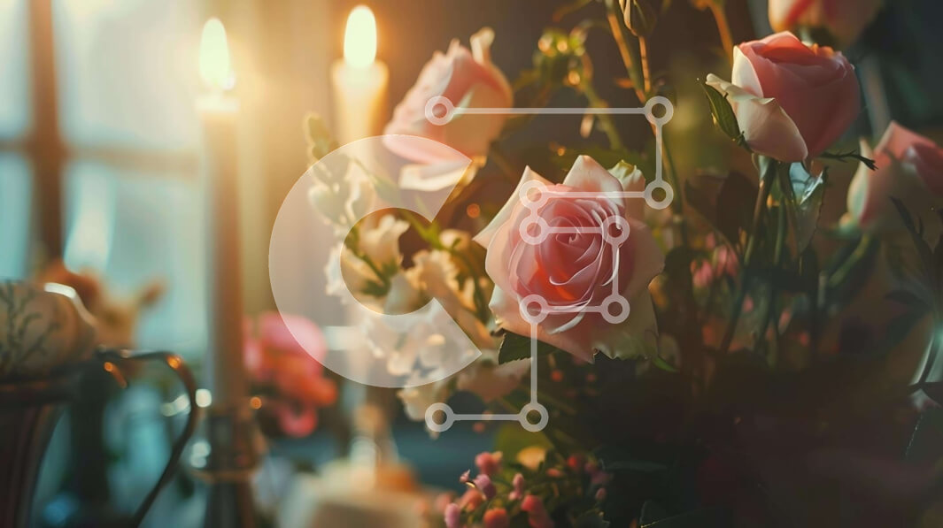 Intra Συλλεκτικό Ξύλινο Παζλ Plywood  4mm - Κομψή οθόνη με ροζ τριαντάφυλλο και κεριά Σε Ξύλινο Κουτί - Διαστάσεις Puzzle: 10x10 cm – 25 κομμάτια