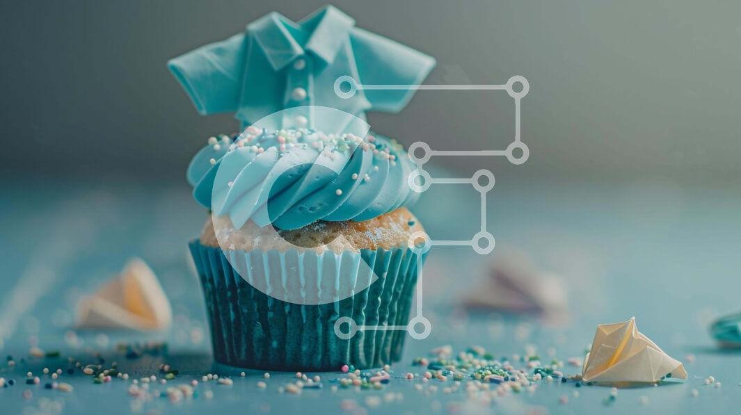 Σετ των 2 Intra Συλλεκτικό Ξύλινο Παζλ Plywood  4mm - Κομψό Cupcake με Διακοσμητικό Μπλε Πουκάμισο Σε Ξύλινο Κουτί - Διαστάσεις: 10x10 cm – 25 κομμάτια