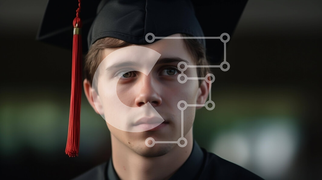 Intra Συλλεκτικό Ξύλινο Παζλ Plywood  4mm - Νεαρός άνδρας με καπέλο και φόρεμα αποφοίτησης Σε Ξύλινο Κουτί - Διαστάσεις Puzzle: 10x10 cm – 25 κομμάτια