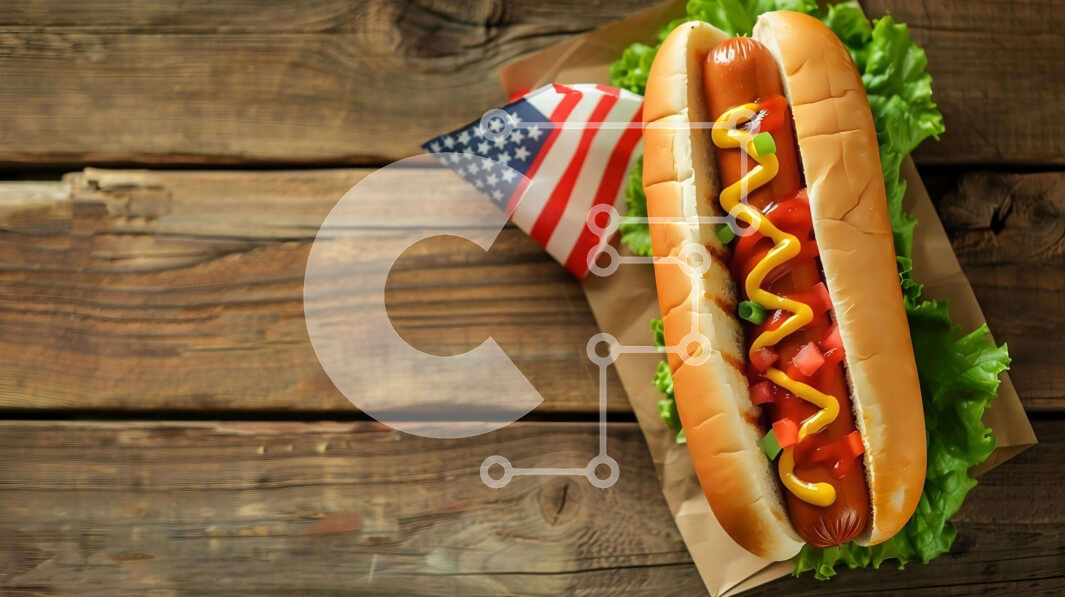 Σετ των 2 Intra Συλλεκτικό Ξύλινο Παζλ Plywood  4mm - Πατριωτικό κουλούρι χοτ-ντογκ στην αμερικανική σημαία Σε Ξύλινο Κουτί - Διαστάσεις: 10x10 cm – 25 κομμάτια