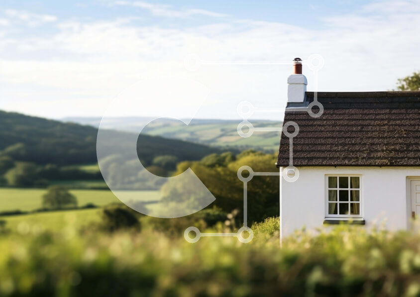 Intra Συλλεκτικό Ξύλινο Παζλ Plywood  4mm - Μικρός Λευκός Οίκος στην ειδυλλιακή επαρχία Σε Ξύλινο Κουτί - Διαστάσεις: 10x10 cm – 25 κομμάτια