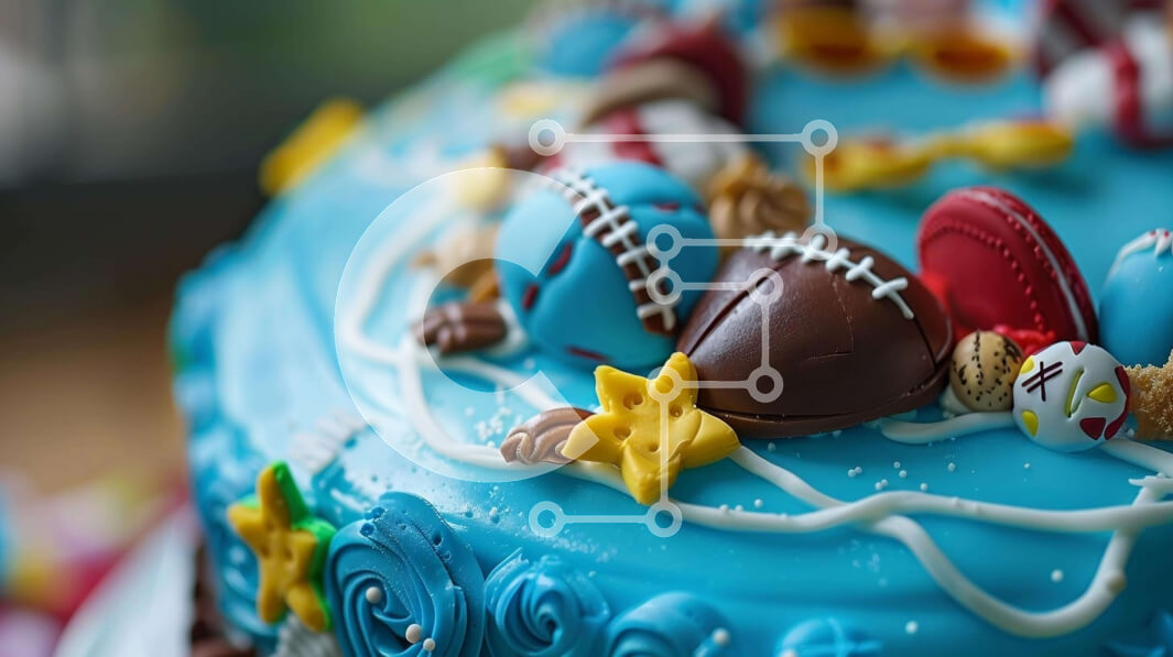 Σετ των 2 Intra Συλλεκτικό Ξύλινο Παζλ Plywood  4mm - Μπλε τούρτα με αθλητικό θέμα με πολύχρωμα ψεκάσματα Σε Ξύλινο Κουτί - Διαστάσεις: 10x10 cm – 25 κομμάτια