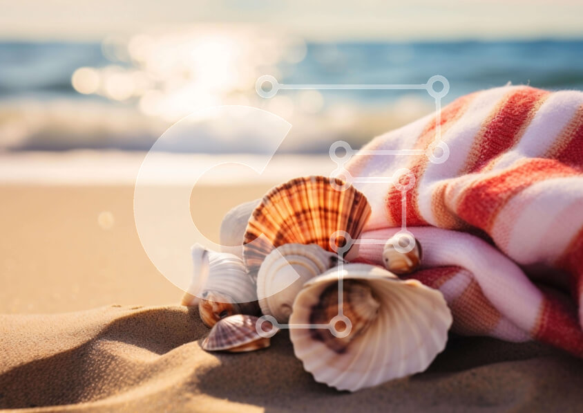 Intra Συλλεκτικό Ξύλινο Παζλ Plywood  4mm - Γαλήνη στην παραλία με κοχύλια και κοχύλια Σε Ξύλινο Κουτί - Διαστάσεις: 10x10 cm – 25 κομμάτια