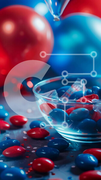 Intra Συλλεκτικό Ξύλινο Παζλ Plywood  4mm - Γυάλινο μπολ με πολύχρωμες καραμέλες και μπαλόνια Σε Ξύλινο Κουτί - Διαστάσεις Puzzle: 10x10 cm – 25 κομμάτια