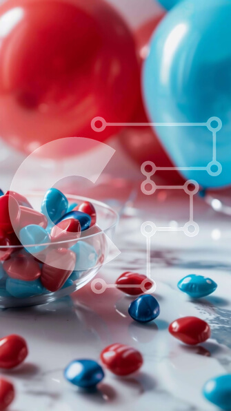 Intra Συλλεκτικό Ξύλινο Παζλ Plywood  4mm - Πολύχρωμες καραμέλες και μπαλόνια Σε Ξύλινο Κουτί - Διαστάσεις Puzzle: 10x10 cm – 25 κομμάτια