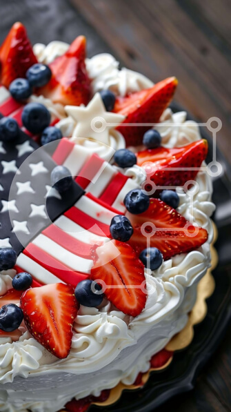 Intra Συλλεκτικό Ξύλινο Παζλ Plywood  4mm - Πατριωτική τούρτα με σχέδιο αμερικανικής σημαίας Σε Ξύλινο Κουτί - Διαστάσεις: 10x10 cm – 25 κομμάτια