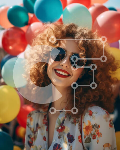 Intra Συλλεκτικό Ξύλινο Παζλ Plywood  4mm - Κομψή γυναίκα με σγουρά μαλλιά και γυαλιά ηλίου Σε Ξύλινο Κουτί - Διαστάσεις Puzzle: 10x10 cm – 25 κομμάτια