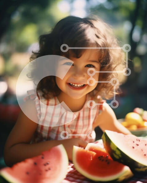 Σετ των 2 Intra Συλλεκτικό Ξύλινο Παζλ Plywood  4mm - Νεαρό κορίτσι που απολαμβάνει τα φρούτα Σε Ξύλινο Κουτί - Διαστάσεις: 10x10 cm – 25 κομμάτια