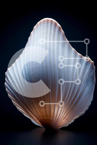 Σετ των 2 Intra Συλλεκτικό Ξύλινο Παζλ Plywood  4mm - Μεγάλο λευκό κοχύλι σε μαύρο φόντο Σε Ξύλινο Κουτί - Διαστάσεις: 10x10 cm – 25 κομμάτια