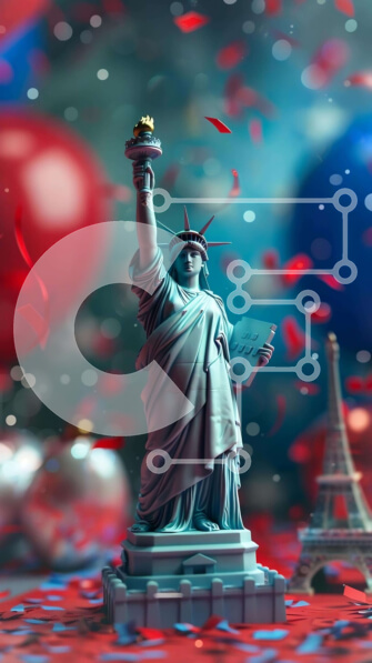 Intra Συλλεκτικό Ξύλινο Παζλ Plywood  4mm - Άγαλμα της Ελευθερίας που γιορτάζει την παραμονή της Πρωτοχρονιάς Σε Ξύλινο Κουτί - Διαστάσεις: 10x10 cm – 25 κομμάτια