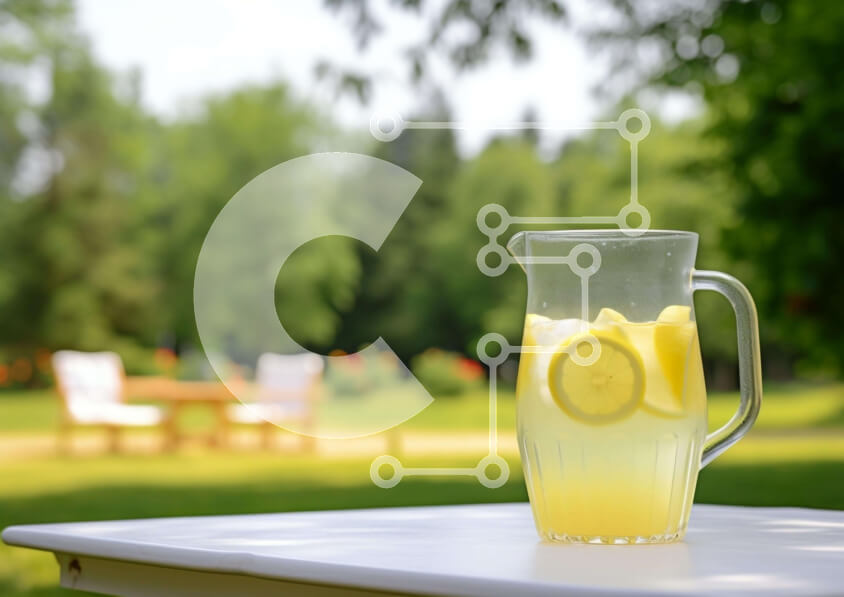 Σετ των 2 Intra Συλλεκτικό Ξύλινο Παζλ Plywood  4mm - Στάμνα λεμονάδας με φέτες λεμονιού σε εξωτερικούς χώρους Σε Ξύλινο Κουτί - Διαστάσεις: 10x10 cm – 25 κομμάτια