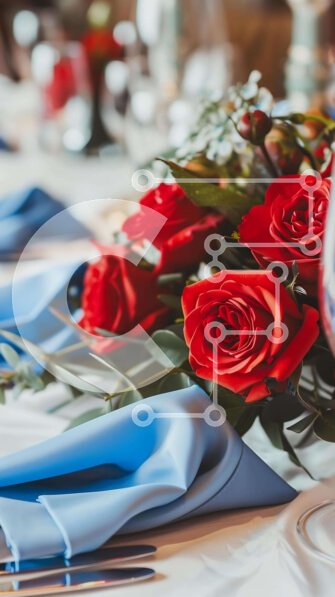 Intra Συλλεκτικό Ξύλινο Παζλ Plywood  4mm - Κομψό σετ τραπεζαρίας με κόκκινα τριαντάφυλλα και ασημικά Σε Ξύλινο Κουτί - Διαστάσεις: 10x10 cm – 25 κομμάτια