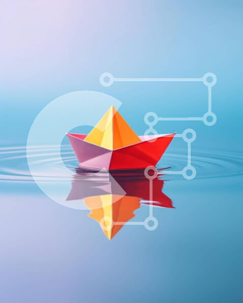 Intra Συλλεκτικό Ξύλινο Παζλ Plywood  4mm - Πολύχρωμο χάρτινο σκάφος που επιπλέει στο νερό Σε Ξύλινο Κουτί - Διαστάσεις: 10x10 cm – 25 κομμάτια