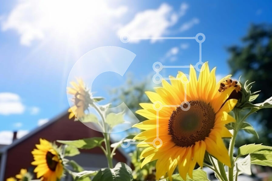 Intra Συλλεκτικό Ξύλινο Παζλ Plywood  4mm - Ηλίανθοι στον κήπο με το έντονο φως του ήλιου Σε Ξύλινο Κουτί - Διαστάσεις: 10x10 cm – 25 κομμάτια