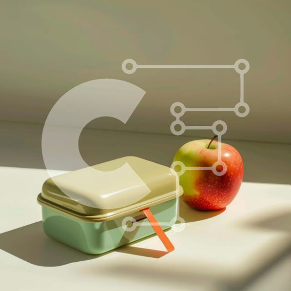 Σετ των 2 Intra Συλλεκτικό Ξύλινο Παζλ Plywood  4mm - Πράσινο κουτί γεύματος και μήλο με διάφορα φρούτα Σε Ξύλινο Κουτί - Διαστάσεις: 10x10 cm – 25 κομμάτια