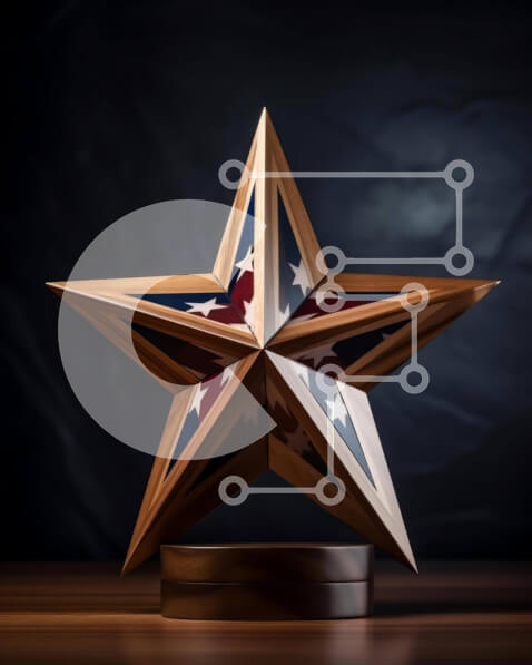 Intra Συλλεκτικό Ξύλινο Παζλ Plywood  4mm - Αντικείμενο σε σχήμα αστεριού με αμερικανική σημαία Σε Ξύλινο Κουτί - Διαστάσεις: 10x10 cm – 25 κομμάτια