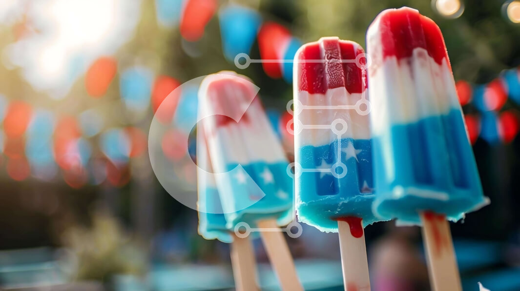 Intra Συλλεκτικό Ξύλινο Παζλ Plywood  4mm - Γιορτή 4ης Ιουλίου με Popsicles και Σημαίες Σε Ξύλινο Κουτί - Διαστάσεις Puzzle: 10x10 cm – 25 κομμάτια