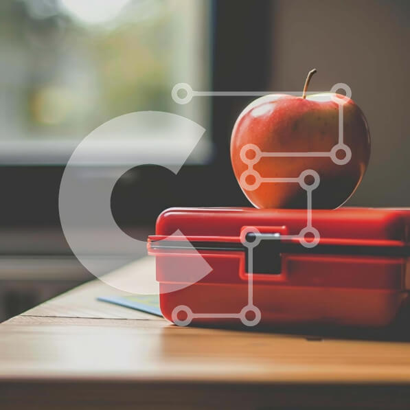 Σετ των 2 Intra Συλλεκτικό Ξύλινο Παζλ Plywood  4mm - Κόκκινο κουτί μεσημεριανού γεύματος και μήλο στο τραπέζι Σε Ξύλινο Κουτί - Διαστάσεις: 10x10 cm – 25 κομμάτια