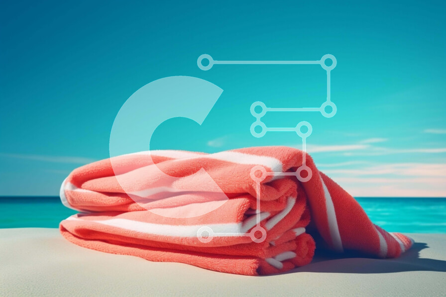 Intra Συλλεκτικό Ξύλινο Παζλ Plywood  4mm - Σκηνή παραλίας με ροζ και λευκές πετσέτες Σε Ξύλινο Κουτί - Διαστάσεις: 10x10 cm – 25 κομμάτια