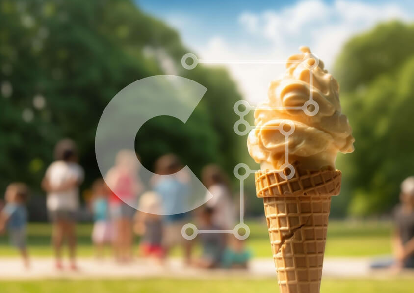 Σετ των 2 Intra Συλλεκτικό Ξύλινο Παζλ Plywood  4mm - Κώνος παγωτού στο υπαίθριο πάρκο Σε Ξύλινο Κουτί - Διαστάσεις: 10x10 cm – 25 κομμάτια