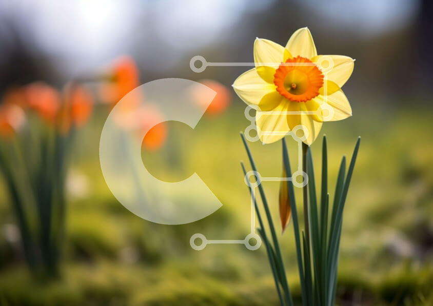 Intra Συλλεκτικό Ξύλινο Παζλ Plywood  4mm - Μονό κίτρινο λουλούδι ασφόδελου σε ένα πράσινο χωράφι Σε Ξύλινο Κουτί - Διαστάσεις: 10x10 cm – 25 κομμάτια