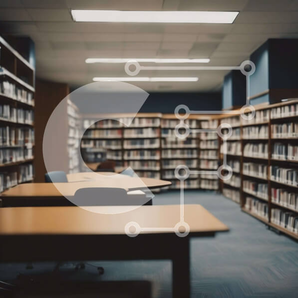 Intra Συλλεκτικό Ξύλινο Παζλ Plywood  4mm - Άδεια βιβλιοθήκη με σειρές από ράφια και καρέκλες Σε Ξύλινο Κουτί - Διαστάσεις Puzzle: 10x10 cm – 25 κομμάτια