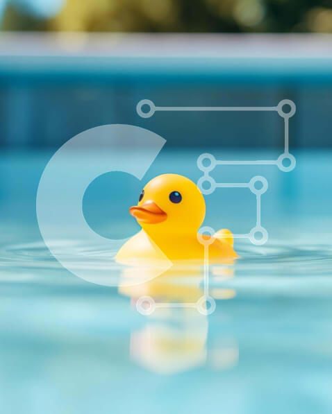 Intra Συλλεκτικό Ξύλινο Παζλ Plywood  4mm - Κίτρινη λαστιχένια πάπια που επιπλέει στην πισίνα Σε Ξύλινο Κουτί - Διαστάσεις: 10x10 cm – 25 κομμάτια