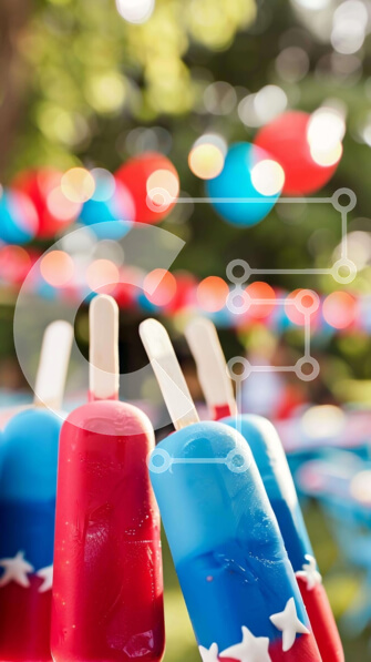 Intra Συλλεκτικό Ξύλινο Παζλ Plywood  4mm - Γιορτή 4ης Ιουλίου με Popsicles και μπαλόνια Σε Ξύλινο Κουτί - Διαστάσεις: 10x10 cm – 25 κομμάτια