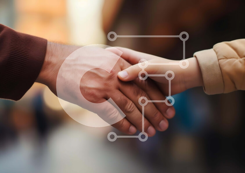 Intra Συλλεκτικό Ξύλινο Παζλ Plywood  4mm - Άνδρας και παιδί χειραψία Σε Ξύλινο Κουτί - Διαστάσεις Puzzle: 10x10 cm – 25 κομμάτια