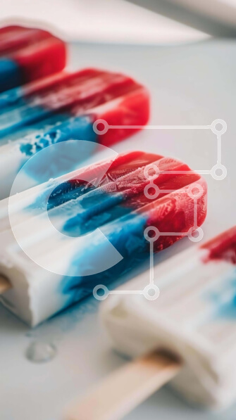 Intra Συλλεκτικό Ξύλινο Παζλ Plywood  4mm - Πολύχρωμα Popsicles με κόκκινο, λευκό και μπλε γλάσο Σε Ξύλινο Κουτί - Διαστάσεις: 10x10 cm – 25 κομμάτια