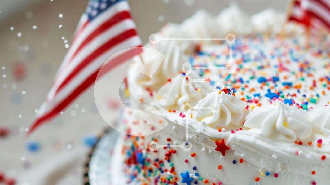 Σετ των 2 Intra Συλλεκτικό Ξύλινο Παζλ Plywood  4mm - Εορταστική λευκή τούρτα με αμερικανική σημαία Σε Ξύλινο Κουτί - Διαστάσεις: 10x10 cm – 25 κομμάτια