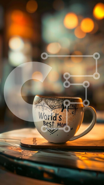 Intra Συλλεκτικό Ξύλινο Παζλ Plywood  4mm - Γοητευτική σκηνή καφέ με φλιτζάνι «Καλύτερος Καφές στον Κόσμο». Σε Ξύλινο Κουτί - Διαστάσεις: 10x10 cm – 25 κομμάτια