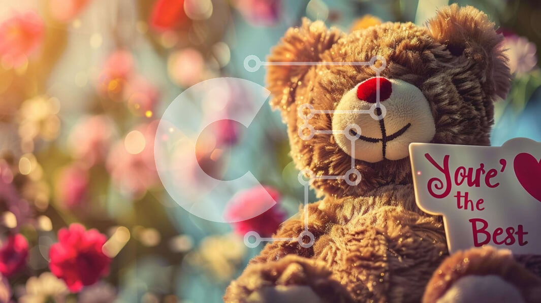 Intra Συλλεκτικό Ξύλινο Παζλ Plywood  4mm - Teddy Bear με το σήμα «Yay the Best» που περιβάλλεται από λουλούδια Σε Ξύλινο Κουτί - Διαστάσεις Puzzle: 10x10 cm – 25 κομμάτια