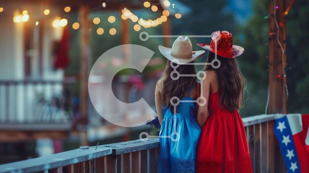 Intra Συλλεκτικό Ξύλινο Παζλ Plywood  4mm - Δύο γυναίκες που γιορτάζουν στο πατριωτικό μπαλκόνι Σε Ξύλινο Κουτί - Διαστάσεις: 10x10 cm – 25 κομμάτια