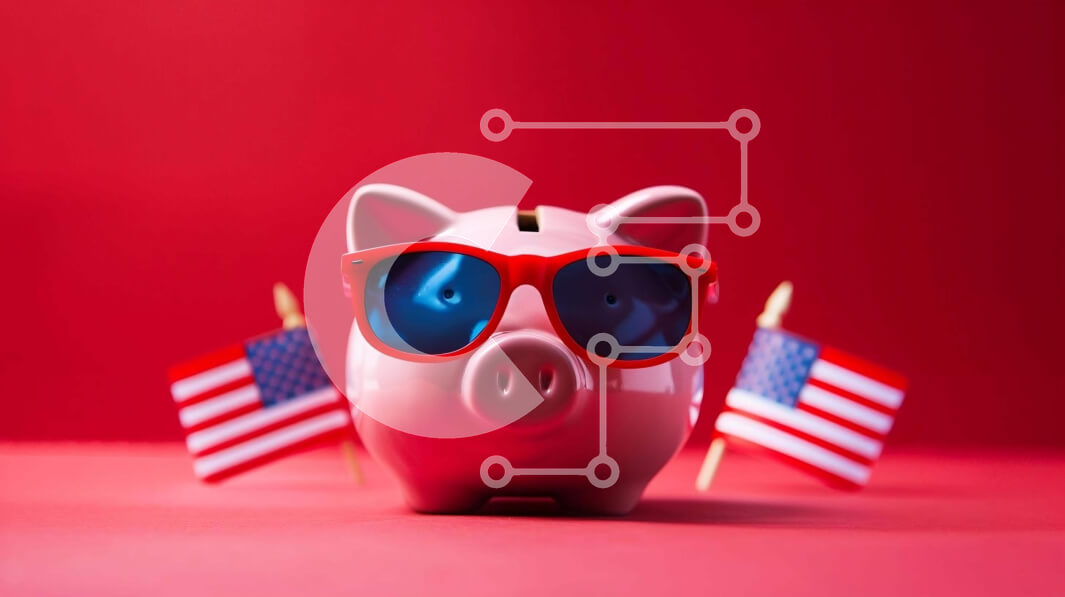 Intra Συλλεκτικό Ξύλινο Παζλ Plywood  4mm - Πατριωτική κουμπαράς με αμερικανική σημαία Σε Ξύλινο Κουτί - Διαστάσεις Puzzle: 10x10 cm – 25 κομμάτια