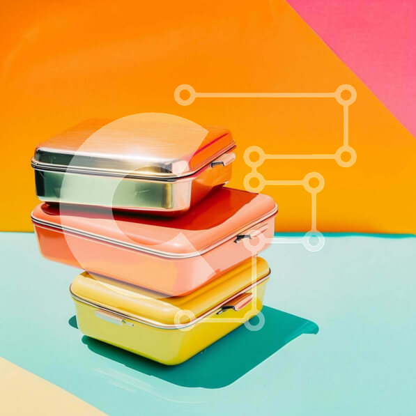 Intra Συλλεκτικό Ξύλινο Παζλ Plywood  4mm - Πολύχρωμα στοιβαγμένα κουτιά μεσημεριανού γεύματος Σε Ξύλινο Κουτί - Διαστάσεις: 10x10 cm – 25 κομμάτια