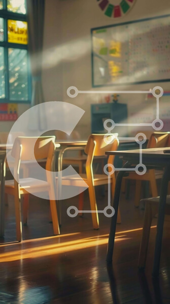 Intra Συλλεκτικό Ξύλινο Παζλ Plywood  4mm - Άδεια τάξη με ξύλινες καρέκλες και μαυροπίνακα Σε Ξύλινο Κουτί - Διαστάσεις Puzzle: 10x10 cm – 25 κομμάτια