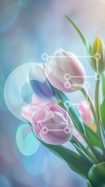 Σετ των 2 Intra Συλλεκτικό Ξύλινο Παζλ Plywood  4mm - Αφηρημένη floral ανθοδέσμη τουλίπας Σε Ξύλινο Κουτί - Διαστάσεις: 10x10 cm – 25 κομμάτια