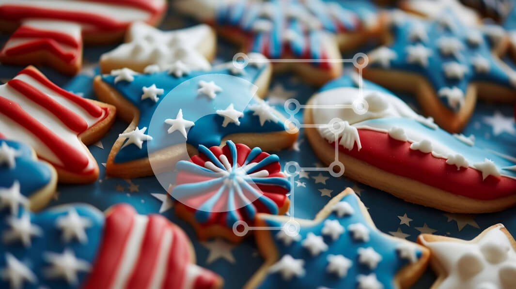 Σετ των 2 Intra Συλλεκτικό Ξύλινο Παζλ Plywood  4mm - Πατριωτικά διακοσμημένα μπισκότα σε πορτοκαλί φόντο Σε Ξύλινο Κουτί - Διαστάσεις: 10x10 cm – 25 κομμάτια