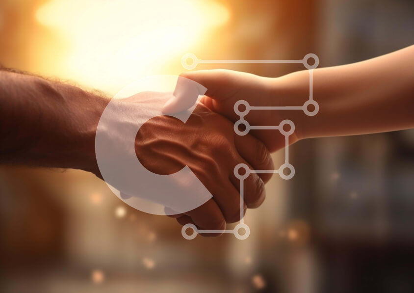 Intra Συλλεκτικό Ξύλινο Παζλ Plywood  4mm - Επιχειρηματική συναλλαγή: Δυο άτομα χειραψία Σε Ξύλινο Κουτί - Διαστάσεις Puzzle: 10x10 cm – 25 κομμάτια